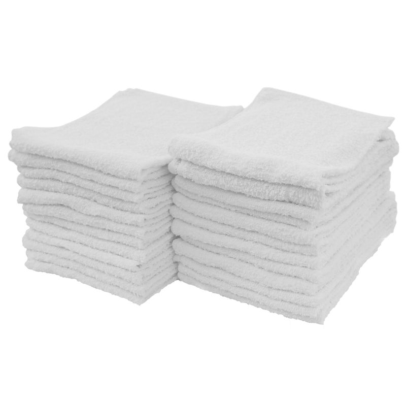 S&T INC. Multipurpose Cotton Terry Cleaning Towels for Home, Car, Automotive, and Garage Cleaning Supplies, 14 Inch x 17 Inch, White, 24 Pack - Image 1